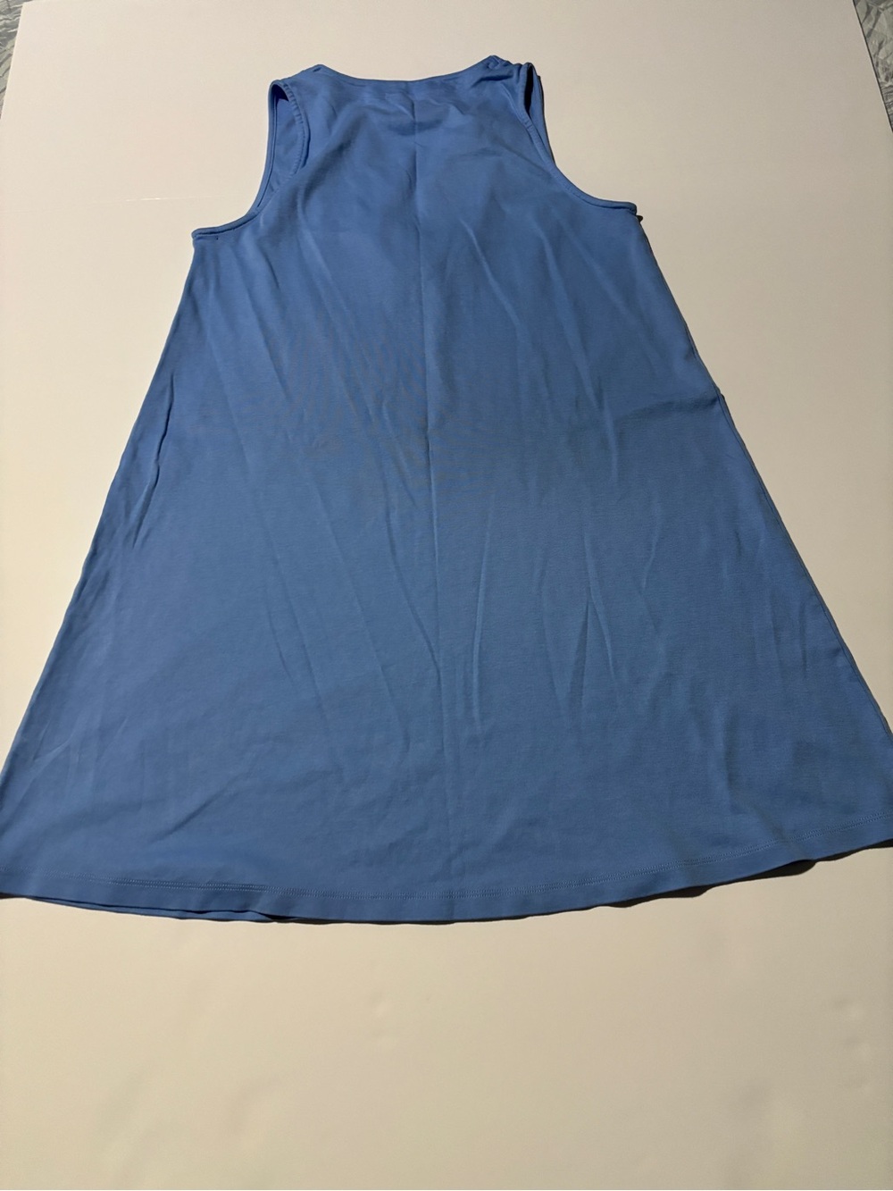 LAKE Light Blue Pima Cotton Sleeveless Scalloped A-Line Dress - Medium